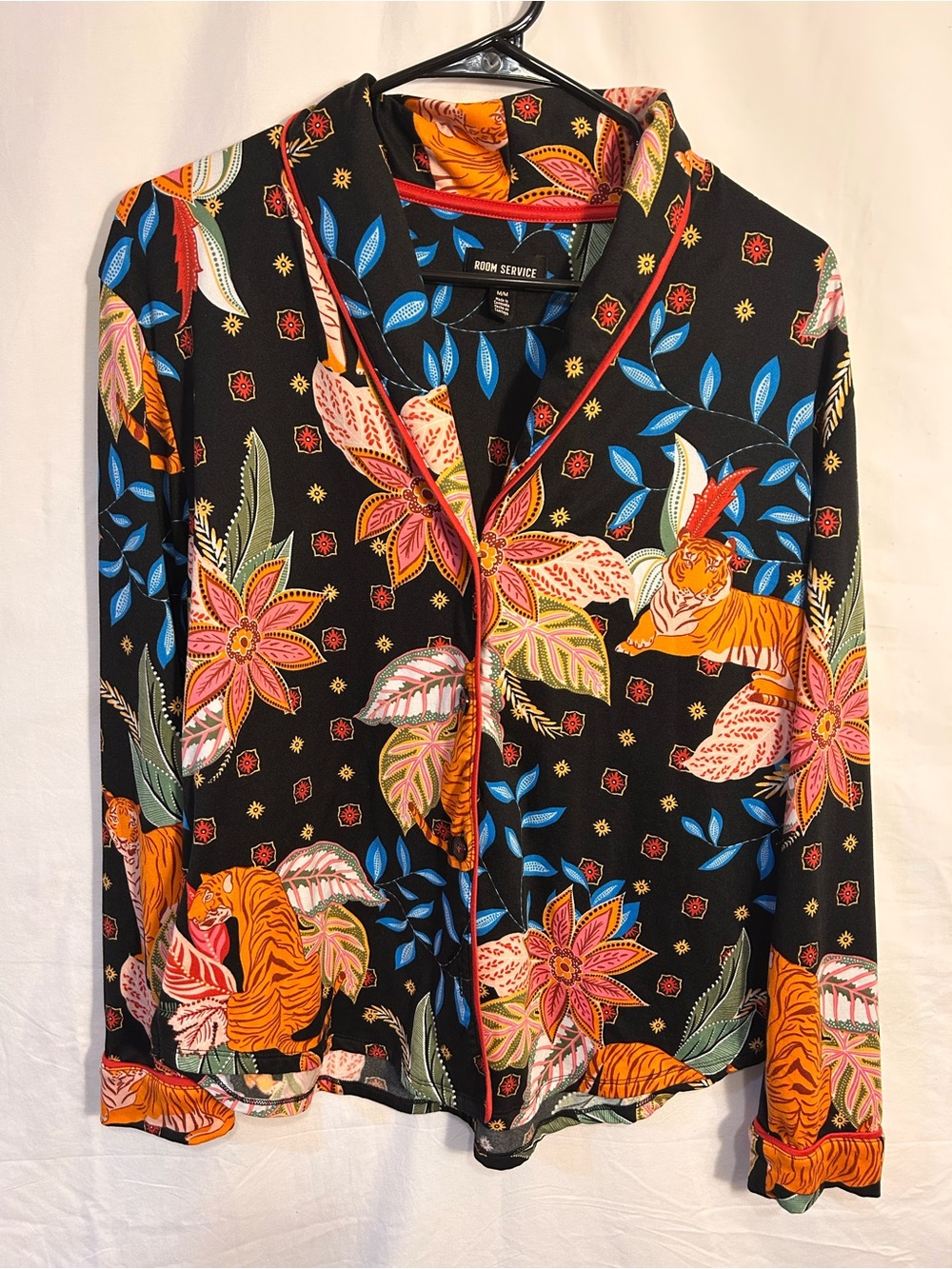 Room Service Black Floral & Tiger Print Pajama Top